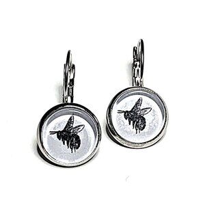 Black & white bee earrings